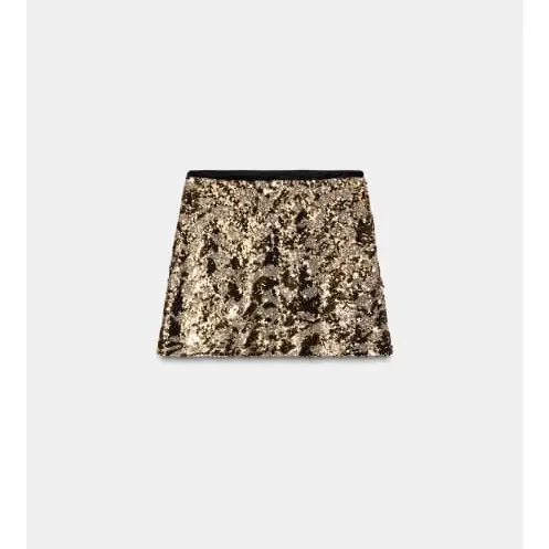 Falda mini lentejuelas doradas ZARA — imagen 1