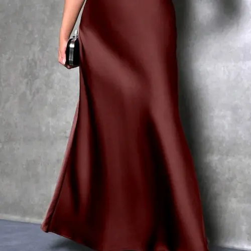 Maxi falda satinada cremallera — imagen 3