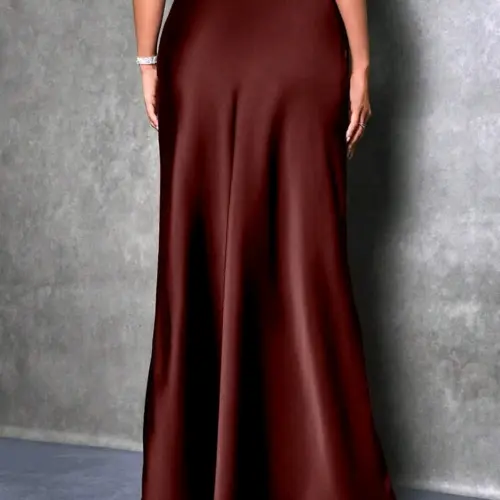 Maxi falda satinada cremallera — imagen 2