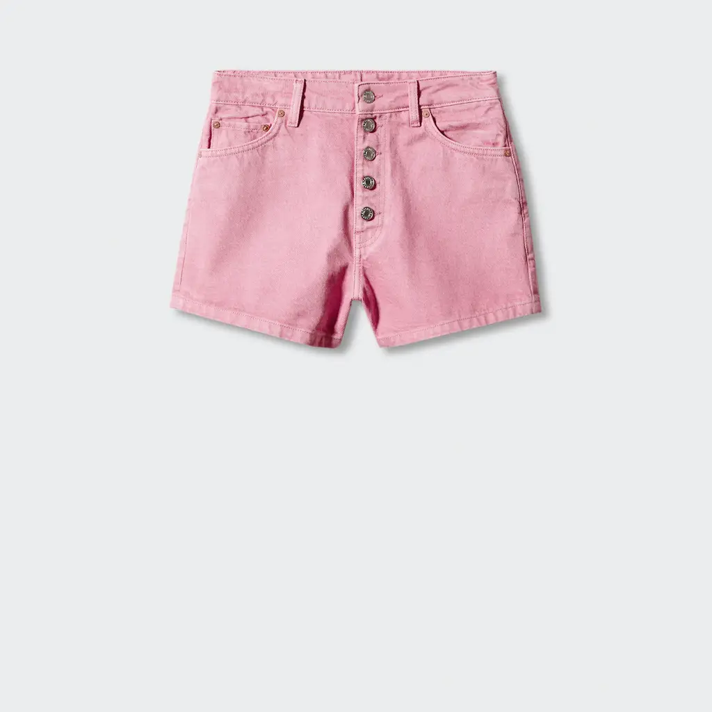 Short denim rosado botones Mng — imagen 2