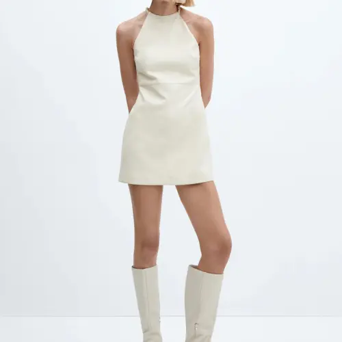 Vestido polipiel corto beige Mng — imagen 1