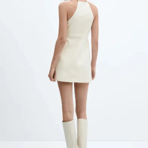 Vestido polipiel corto beige Mng — imagen 2