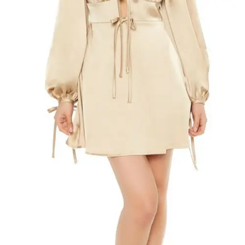 Vestido satinado verde olivo — imagen 5