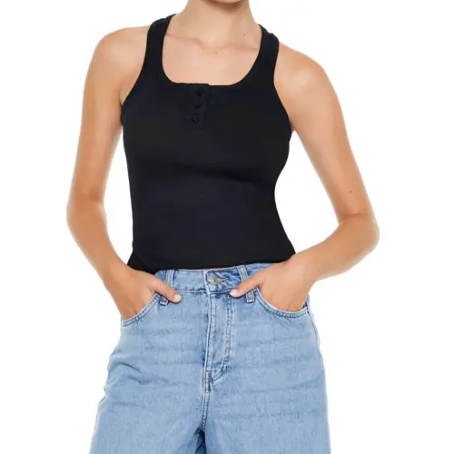 Camiseta corta con botones F21 — imagen 1