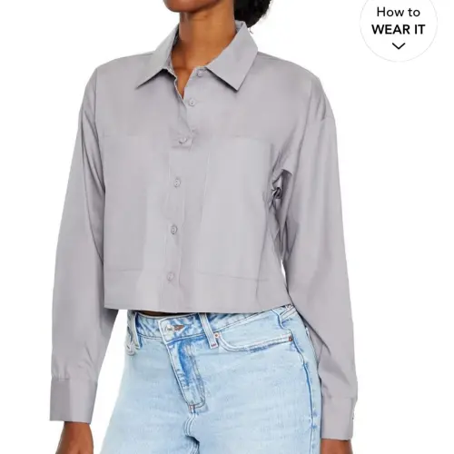 Camisa corta manga larga y bolsillos F21 — imagen 1