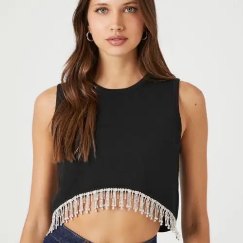Blusa crop con diamantes F21 — imagen 1