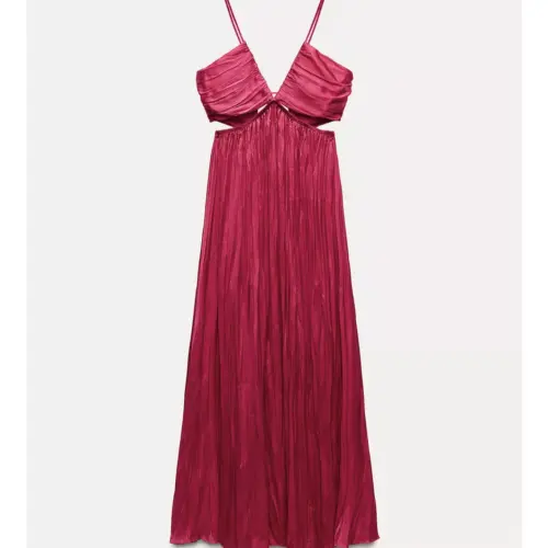 Vestido satinado plisado Zara — imagen 1