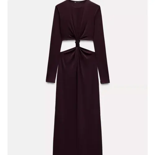 Vestido manga larga nudo Zara — imagen 1