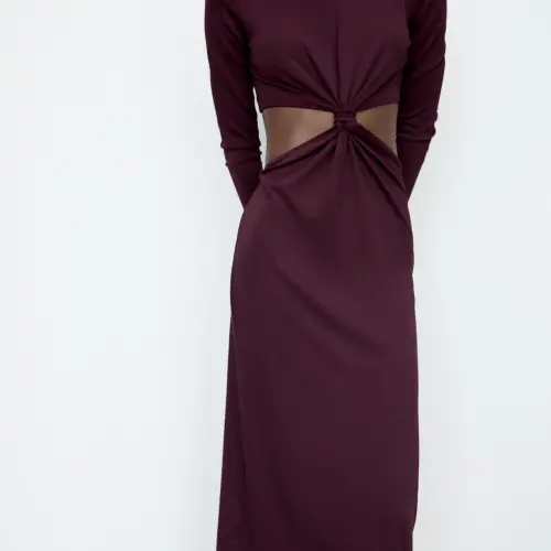 Vestido manga larga nudo Zara — imagen 2