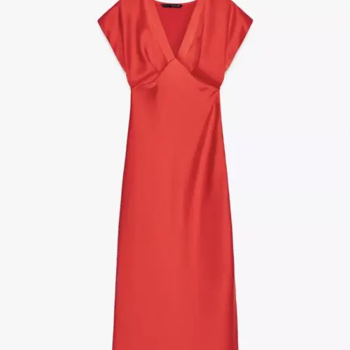 Vestido rojo satinado ZARA — imagen 1