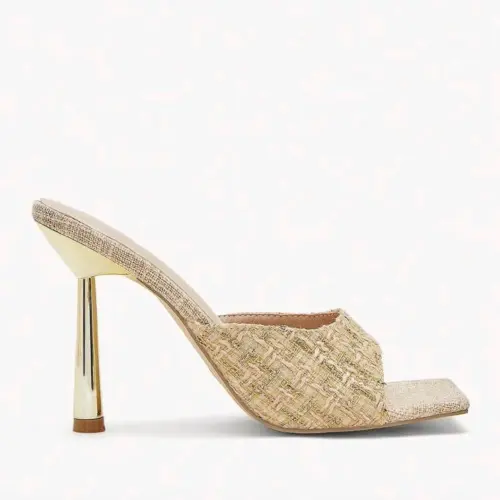 Tacones detalles tejido y dorado — imagen 1