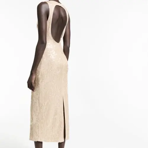 Vestido lentejuelas doradas Mango — imagen 1