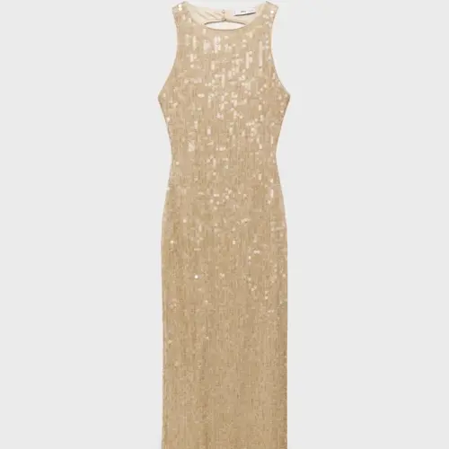 Vestido lentejuelas doradas Mango — imagen 2