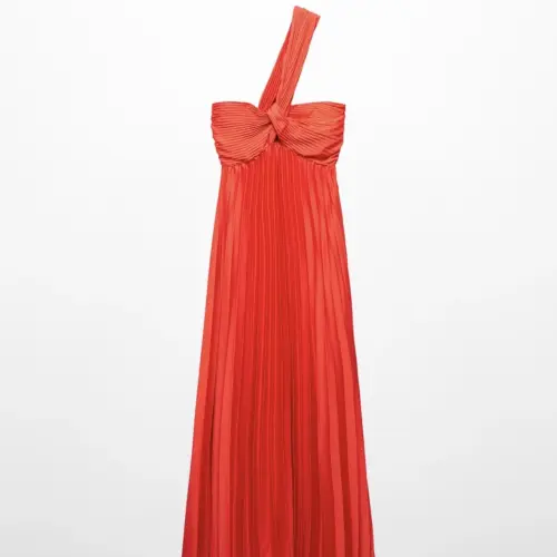 Vestido maxi plisado Mango's photo #4