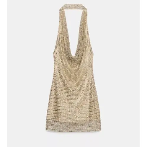 Vestido dorado detalles en piedras ZARA — imagen 1
