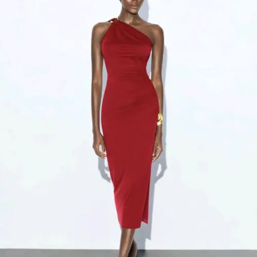 Vestido rojo un hombro — imagen 1