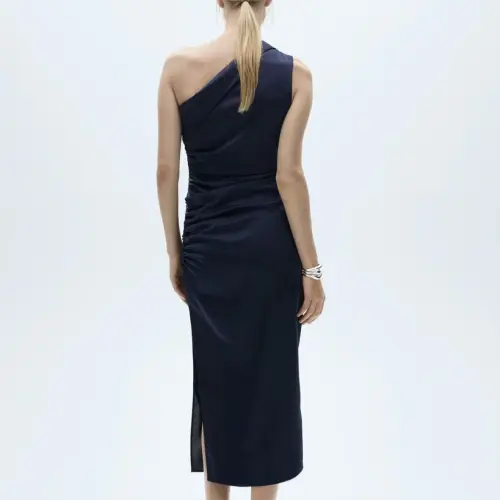 Vestido satinado un hombro Mango — imagen 2