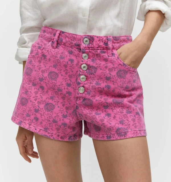 Short estampado rosado con botones Mng's foto | Gigi’s Place |  BizneCubano
