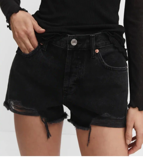 Short negro denim botones roto Mng's foto | Gigi’s Place |  BizneCubano