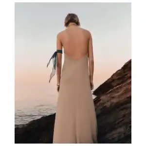 Vestido largo halter mango miniatura 2