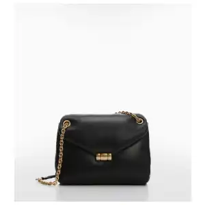 Cartera negra con cadena dorada mng miniatura 1