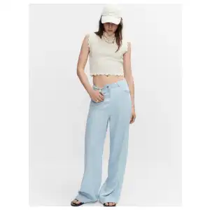 Pantalon lyocell wideleg Azul Mng miniatura 1