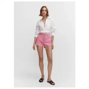 Short denim rosado botones Mng miniatura 1