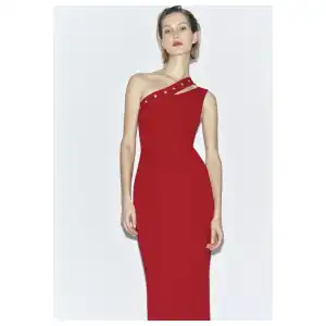 Vestido un hombro rojo ZARA miniatura 3