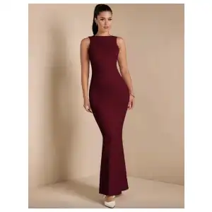 Vestido maxi rojo vino miniatura 2