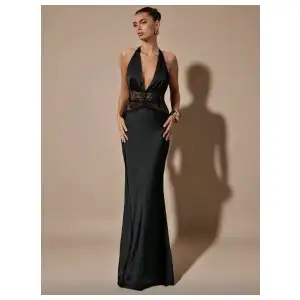 Vestido satinado detalle encaje miniatura 1